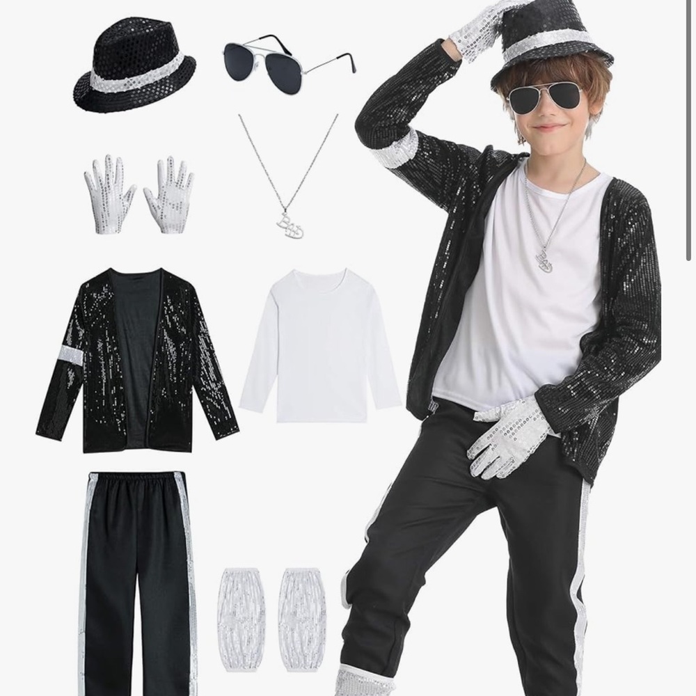 Kids Sequin Black and White Costume Set